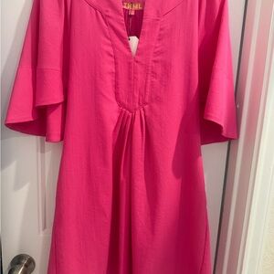THML Vibrant Pink Dress with Flared Sleeves